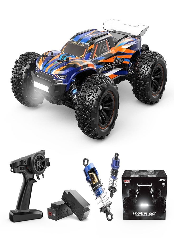 HYPER GO H16DR 1:16 Scale Ready to Run Fast Remote Control Car, High Speed Jump RC Monster Truck, Off Road RC Cars, 4WD All Terrain RTR RC Truck with 2 LiPo Batteries for Boys and Adults - Image 1